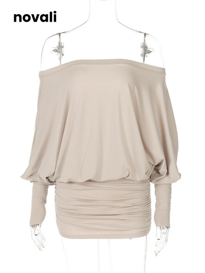 Elegant Off-Shoulder Ruched Mini Dress™